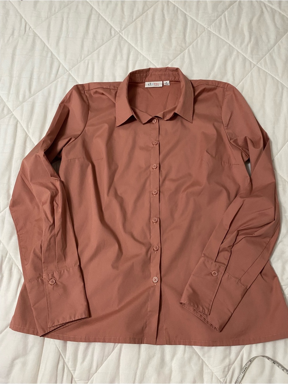 Denim&Co Rusty Rose Button-Down Shirt size 12